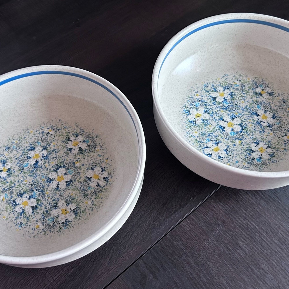 Lenox Soup Cereal Impressionist Floral Patterned Bowls Dewdrops 6”